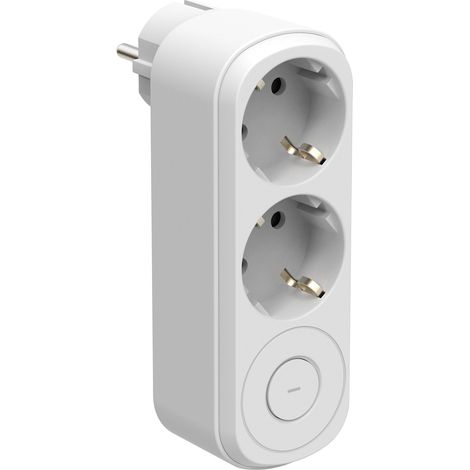 Electraline 55105 Adattatore Doppio Prima 2 Prese 16A (2P+E) Schuko Frontale, con interruttore ON/OFF, Multipresa a 2 Prese Schuko, Bianco (1/5)
