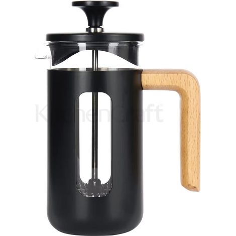 Cafetière Pisa, Verre et Acier Inoxydable, 350ml (3 Tasses), Noir, Boîte Cadeau