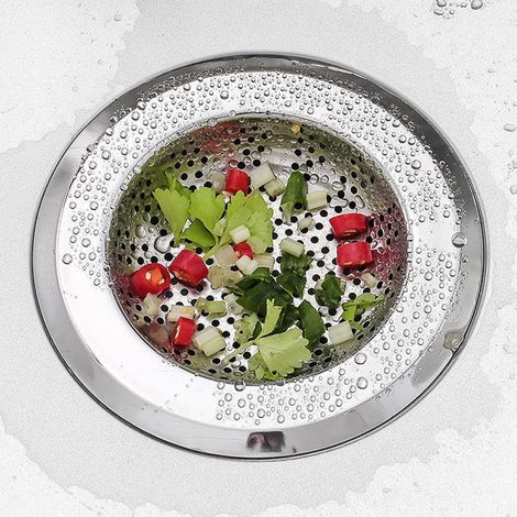 Filtro de fregadero de 4 piezas, escurridor de platos de cocina, filtro de alimentos, plateado (1/5)