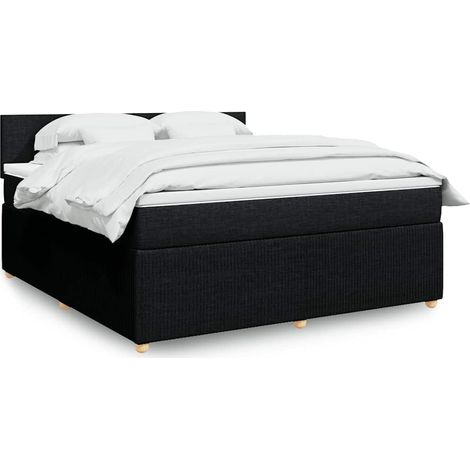 Boxspringbett mit Matratze Schwarz 180x200 cm Stoff