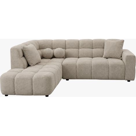BELIZ Canapé d'angle en tissu beige - Angle gauche (1/5)