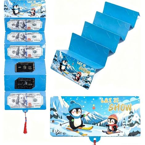 Enveloppe De Cadeau De Noël - Porte-Monnaie En Papier Avec 10 Emplacements - Pour Billets De 10 USD - Rouge Festif - 1 Pièce (1/5)