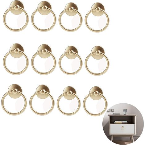 12 Pièces Ancien Poignées Tirage Rétro Anneaux, Anneaux Boutons Pull de Poignée, Bague de Tiroir en Laiton (1/5)