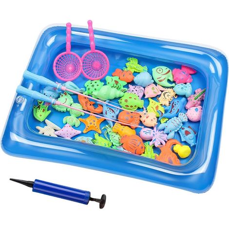 Jeu de pêche magnétique, jeu de pêche de 50 pièces, canne à pêche pour enfants, jouets, jouets de bain, pêche, jeu magnétique, jeu de pêche magnétique pour garçons et filles (1/5)