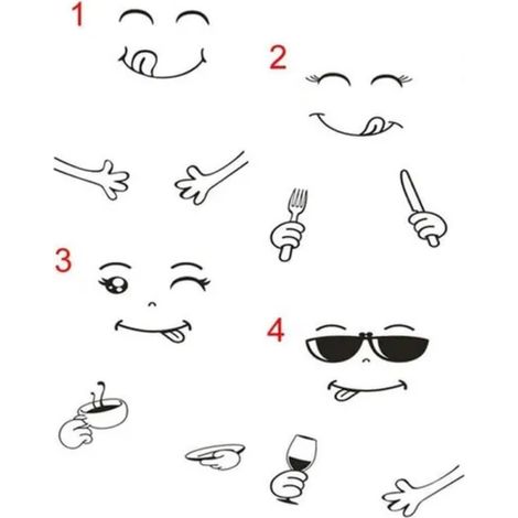 Autocollants pour réfrigérateur - Lot de 4 - Décorations amovibles - Adorables smileys