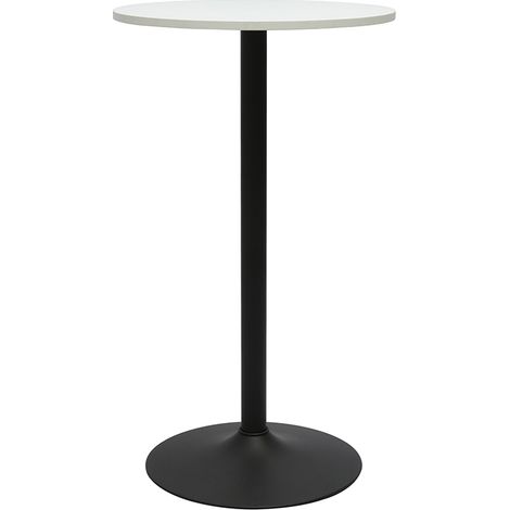 Hochwertiger runder weiß-schwarzer Design-Hochtisch D60 cm CALISTA
