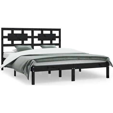 Maison Exclusive - Massivholzbett Schwarz Kiefer 200x200 cm