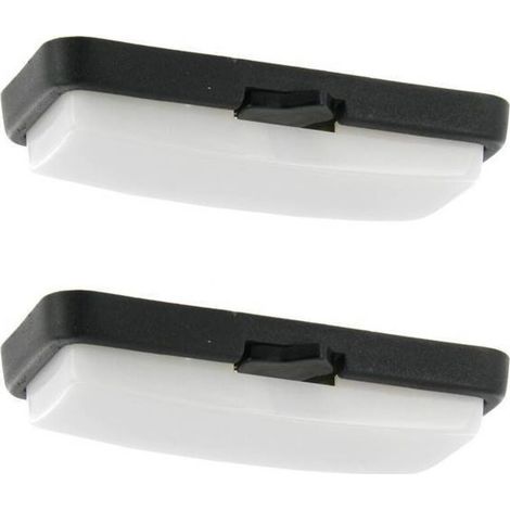 Lámpara de techo rectangular blanca, juego de 2 – Dimensiones: 117 x 50 x 23 mm – Interruptor de encendido/apagado – Compatible con bombillas C5W