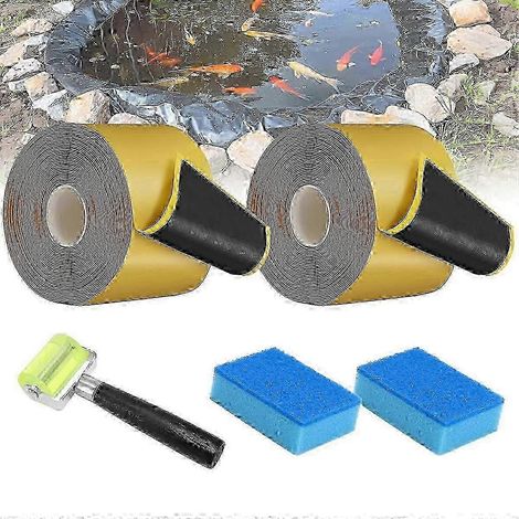 Bande adhésive pour joints de bâche de bassin, étanche, comprenant 2 éponges et un rouleau, idéale pour les couvertures de bâche de bassin 0808 (1/5)