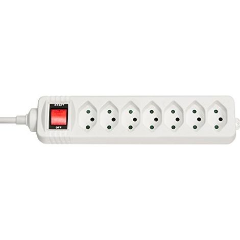 Rallonge électrique Lindy à 7 prises avec interrupteur, blanche, 73168