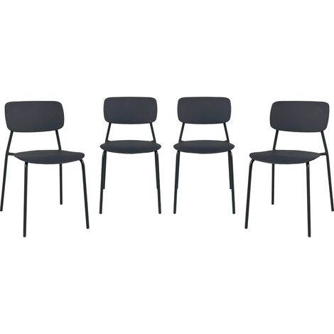 Set of 4 stackable steel and plastic garden chairs anthracite 49x44x78.5 cm - Liva (1/5)