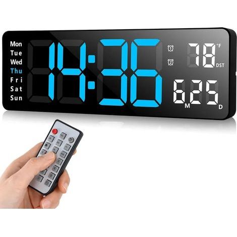 LED-Wecker, digitale Wanduhr, USB-Wanduhr, Timer mit Fernbedienung, 13-Zoll-Reisewecker, Doppelalarm, Temperaturanzeige