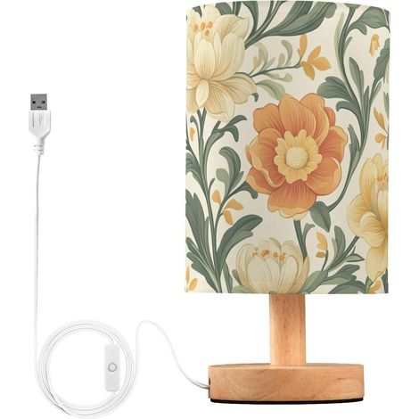 Lampes de table chevet vintage à motif fleurs pour patio enfants (1/5)