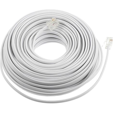 Rallonge téléphonique, câble téléphonique avec connecteurs RJ11 6P4C-11.5X11.5X3.8CM-White