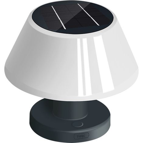 Lampe de Table Solaire,Lampe de Table Sans fil Extérieure Batterie Rechargeable,4500K réglable,Étanche IP44, Lampe Solaire pour Camping, Balcon, Restaurant, Jardin (1/5)