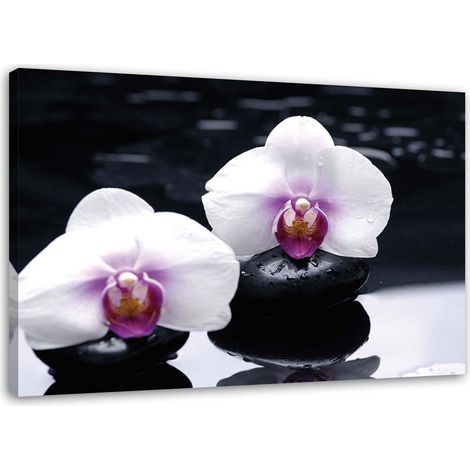Tableau sur toile Orchidée Pierres Zen Lilas 100x70 (1/5)