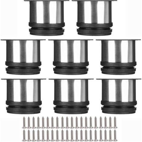Selected Lot de 8 Pieds de Meubles, Pied Cuisine Réglables Ø 50 mm/Hauteur 50 mm Ronds Métal Acier Inoxydable Canapé Jambe Table Pieds (1/4)