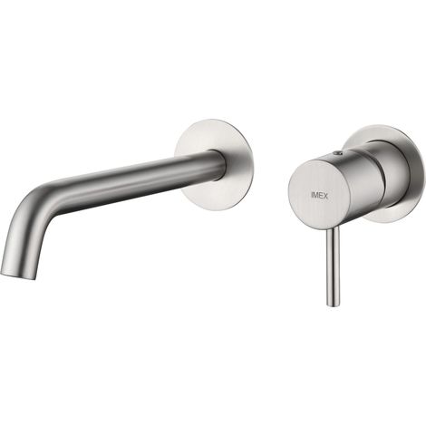 IMEX grifo empotrado lavabo acabado níquel cepillado en latón y zama dos cuerpos independientes sin caja de registro modelo Monza (1/4)