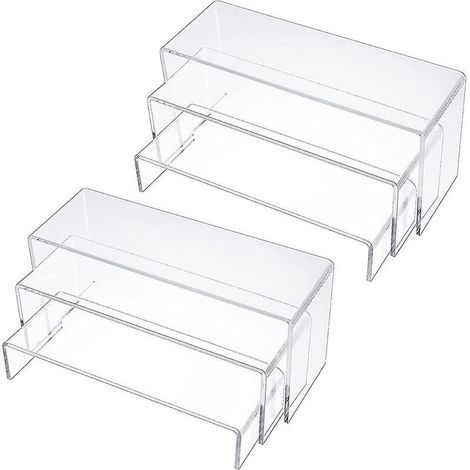 Présentoirs en acrylique, supports rectangulaires transparents, étagères de présentation, lot de 6 unités pour exposition et organisation (1/5)