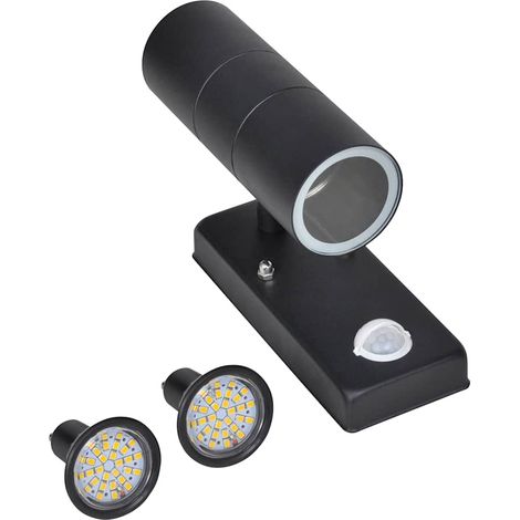 LED-Wandleuchte Edelstahl Zylinderform Schwarz mit Sensor