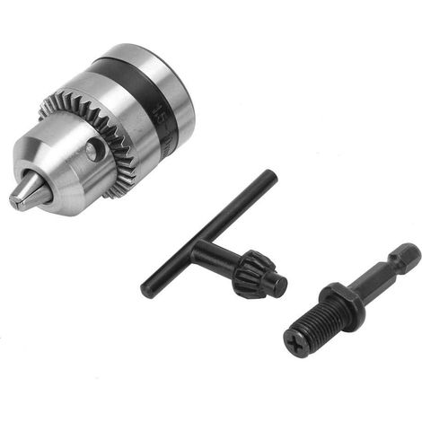 Mandrin perceuse 1.5-10mm – 3/8-24UNF – clé plate + tige hex 1/4″ + extension 3/8″