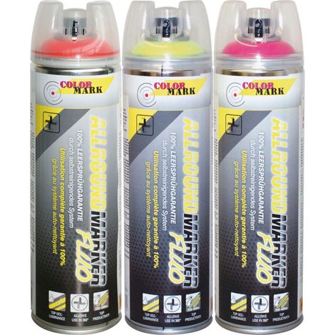 vasalat Dupli-Color Markierungsspray mit 360 Grad Ventil Set - Markierspray Neon gelb, orange, pink für professionelle Markierungen, 3 Stück (1/5)