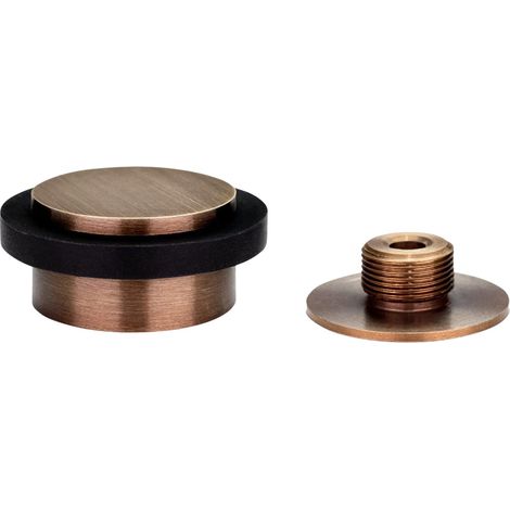Butée De Porte Adhésive 45 x 20 mm Base filetée Caoutchouc Noir Laiton Finition Cuir Vieilli Outils Vis Cheville De Fixation Compris Mod. I-203/35X19-DUAL-CU (1/5)