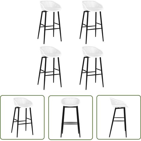 The Living Store Chaises de bar lot de 4 blanc - Chaise De Bar - Tabouret De Bar - Chaise Design - Mobilier De Cuisine - Set De Chaises (1/5)