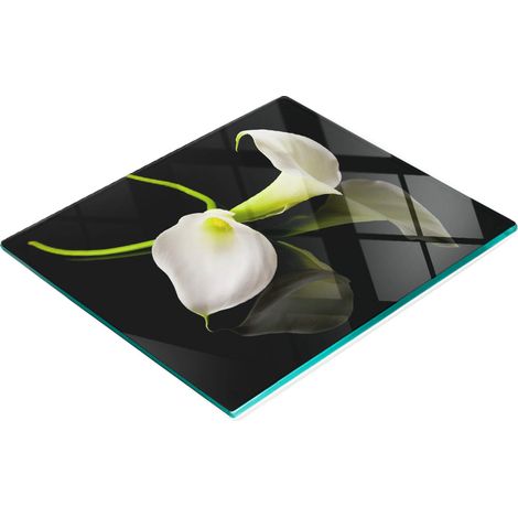 Tabla de cocina de vidrio templado duradera y elegante con estampado de calas, 60x52 cm. (1/5)