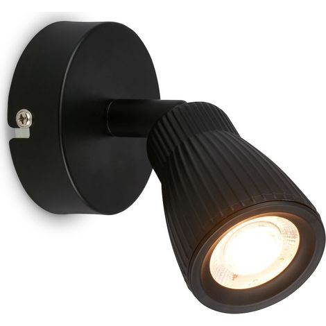 Briloner Applique LED Orientabile Ø8x8,5 cm 3,5W 400lm 3000K Bianco Caldo Faretto Girevole Nera - Lampada Da Parete Soggiorno Camera Corridoio (1/5)