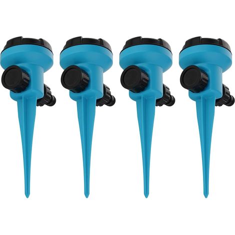 Set di 4 irrigatori da giardino automatici girevoli a 360°, ampia copertura per cortile.