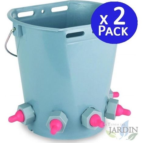 2 Stück 8 Liter Eimer für Lämmer und Kälber mit 5 Zitzen, Effiziente Fütterung für Lämmer und Kälber