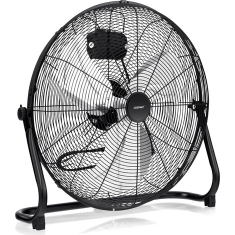 COSTWAY Bodenventilator φ51cm, Windmaschine 151,5W mit 3 Geschwindigkeitsstufen, Boden Ventilator im Chrom Design, stufenlos neigbarer Ventilatorkopf, 145° einstellbarer Neigungswinkel (1/5)