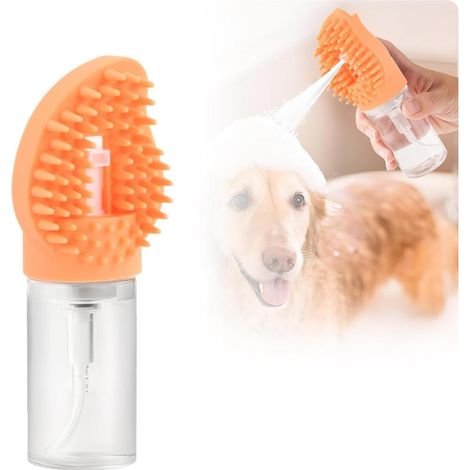 Brosse bain chien chat silicone distributeur shampoing toilettage massage doux (1/5)
