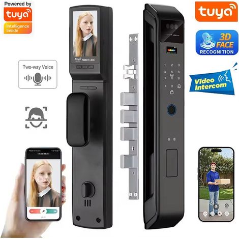 Tuya Serratura Smart WiFi con Impronta Digitale Riconoscimento Facciale 3D e Citofono Video (1/5)