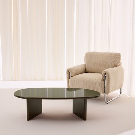 Table basse ovale finition glossy kaki - Rumi
