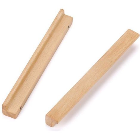 Poignée De Meuble En Bois - Entraxe 192 mm - Longueur 230 mm Diamètre 24 mm - Pour Cuisine Armoire Commode Placard - Lot De 6 (1/5)