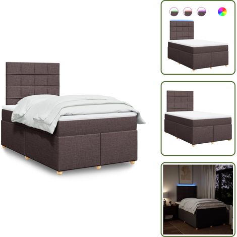 Sommier à lattes de lit et matelas marron foncé 120x190cm tissu - Sommier À Lattes De Lit - Sommiers À Lattes De Lit - Lit - Meuble De Chambre À Coucher (1/5)