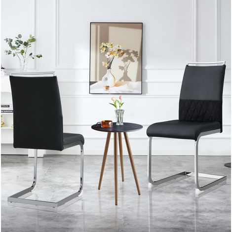 MEUBLIV Esszimmerstühle 2er-Set 48x45x95 cm schwarz – hohe Rückenlehne (1/5)