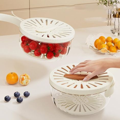 TrAdE Shop Traesio - Cestino Multifunzione Per Lavare Conservare Frutta Verdura Centrifuga Manico Pieghevole - (1/5)