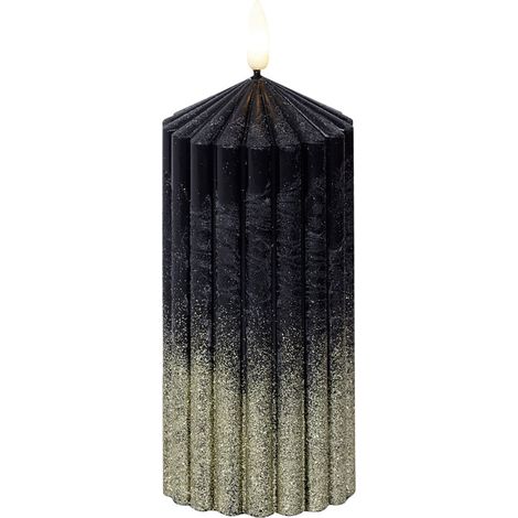 Lumineo LED Kerze mit Timer schwarz gold Ø 7 x 15 cm warmweiß Flammenlose/LED-Kerze