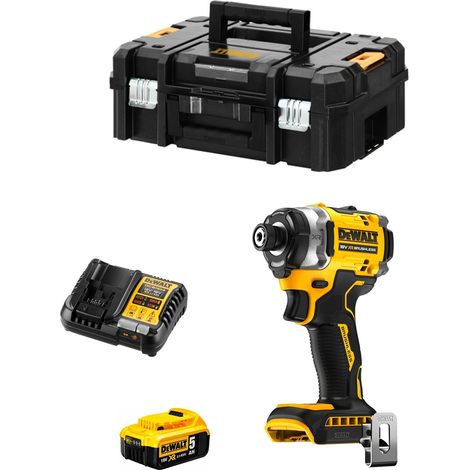 Dewalt – Visseuse à chocs 18V – Moteur Brushless – Couple 282 Nm – Longueur 122 mm pour espaces restreints – 1 batterie 5,0 Ah (1/5)