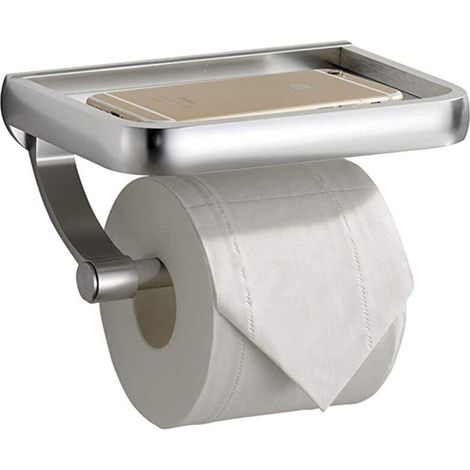 Porte Papier Toilette. Derouleur Papier Toilette WC avec Etagère.pour Cuisine et Salle de Bain.Argent (1/4)