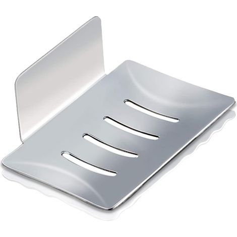 1 Porte-savon, Acier inoxydable, Auto-adhésif, Rainure de drainage, Salle de bain Cuisine (1/4)