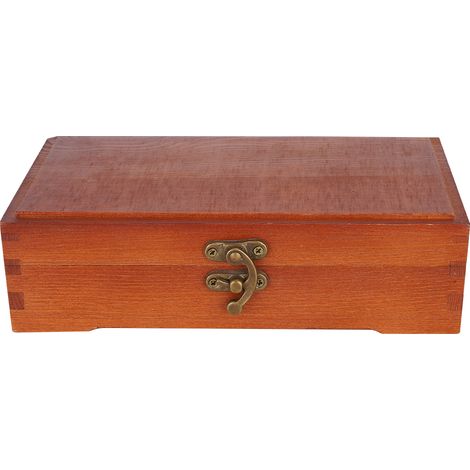 Boîte à crayons de dessin en bois massif antique, carrée, pour enfants (1/5)