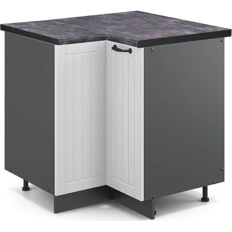 Eckunterschrank Fame-Line, Weiß Landhaus, 80.5 cm, AP Anthrazit, Vicco (1/5)