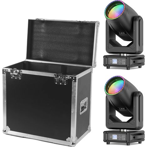 Flight Case, Dimensions 63 x 38 x 63 cm, Poids 18,6 kg, Compatibilité pour (2) lumières à faisceau LED de 200W, Source d'alimentation DC, Tension 90-240V (1/3)