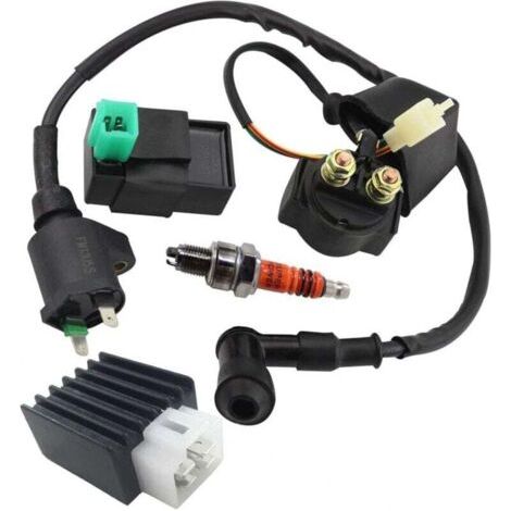 Zündspule, Magnetrelais, Spannungsregler, 5-polige CDI-Box, Zündkerze für 50 cc, 70 cc, 90 cc, 110 cc, 125 cc, ATV, Kart, Dirtbike, Pitbike, FLITI