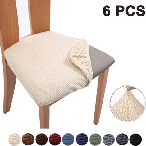 Fodera per cuscino per sedia da ufficio FOREHILL, cuscino quadrato, beige, 6 pezzi (1/5)