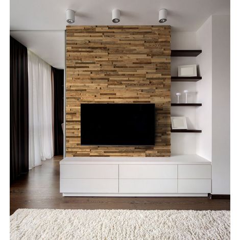 Plaquette de parement en bois effet 3D A PRIORI- Bois recupere - 72 x 10cm - 42 panneaux - 3m2 (1/5)